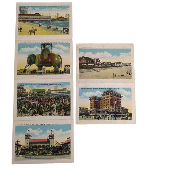 Atlantic City New Jersey Fold-Out Postcards Early 1900s Hotel Elephant Bathing+ - Picture 1 of 8